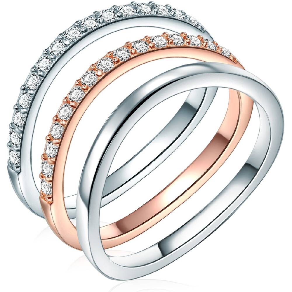 Rafaela Donata 3er Set Ringe Sterlin Silber bi-Color Zirkonia weiß