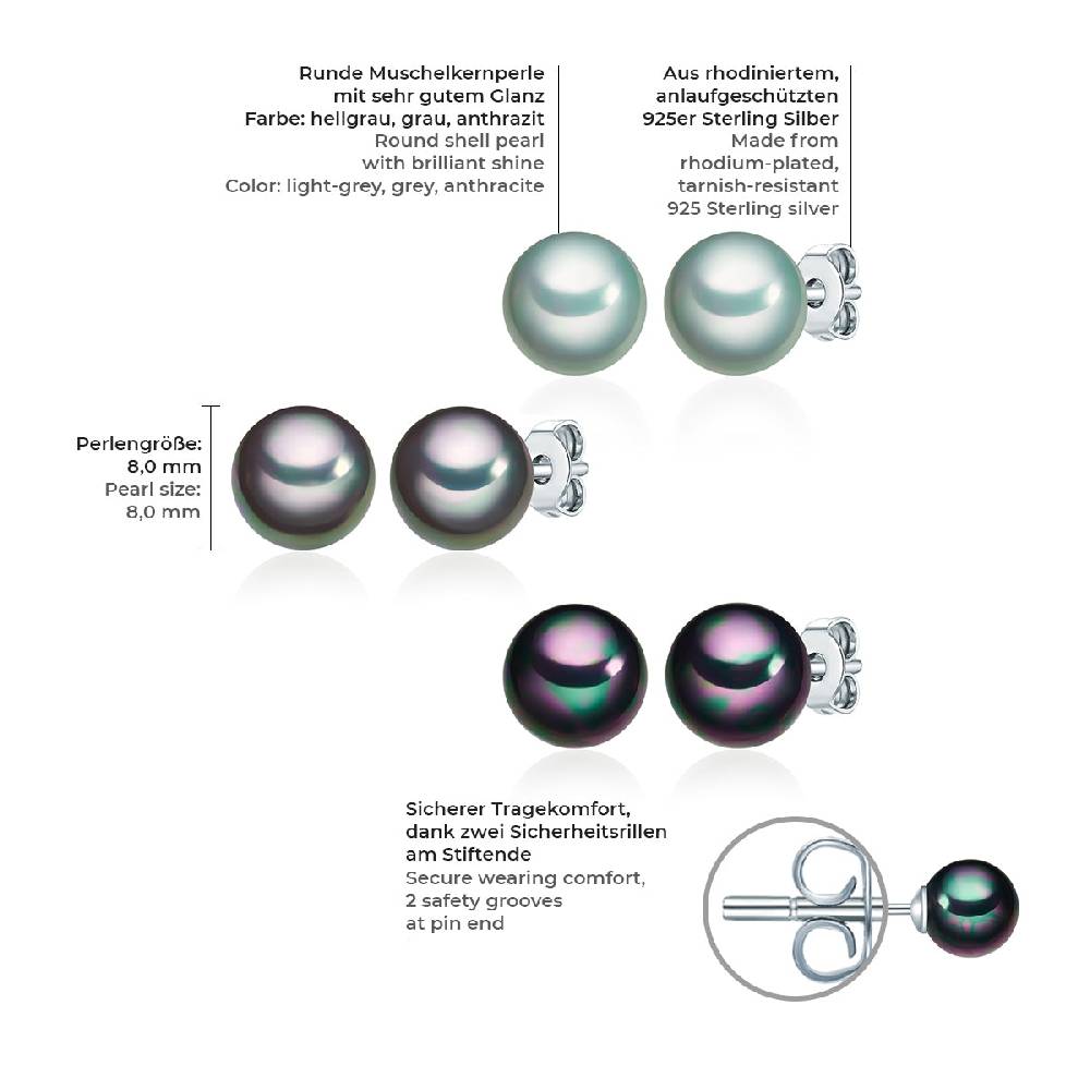Rafaela Donata 3er Set Ohrstecker Sterling Silber Muschelkernperle multicolor Top Angebot