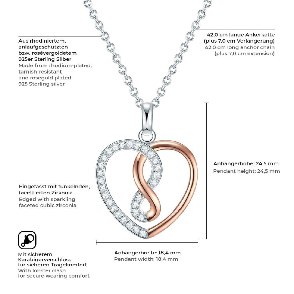 Rafaela Donata Kette mit Anhänger Sterling Silber bi-Color Zirkonia weiß Fabrikverkauf
