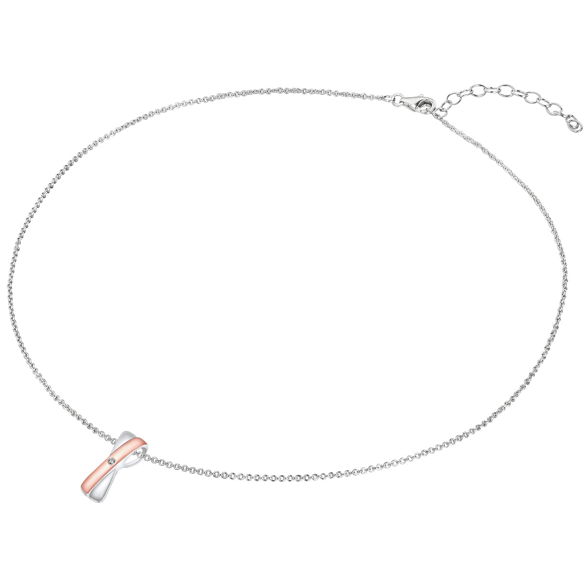 Rafaela Donata Kette mit Anhänger Sterling Silber bi-Color Diamant weiß Saisonschlussverkauf