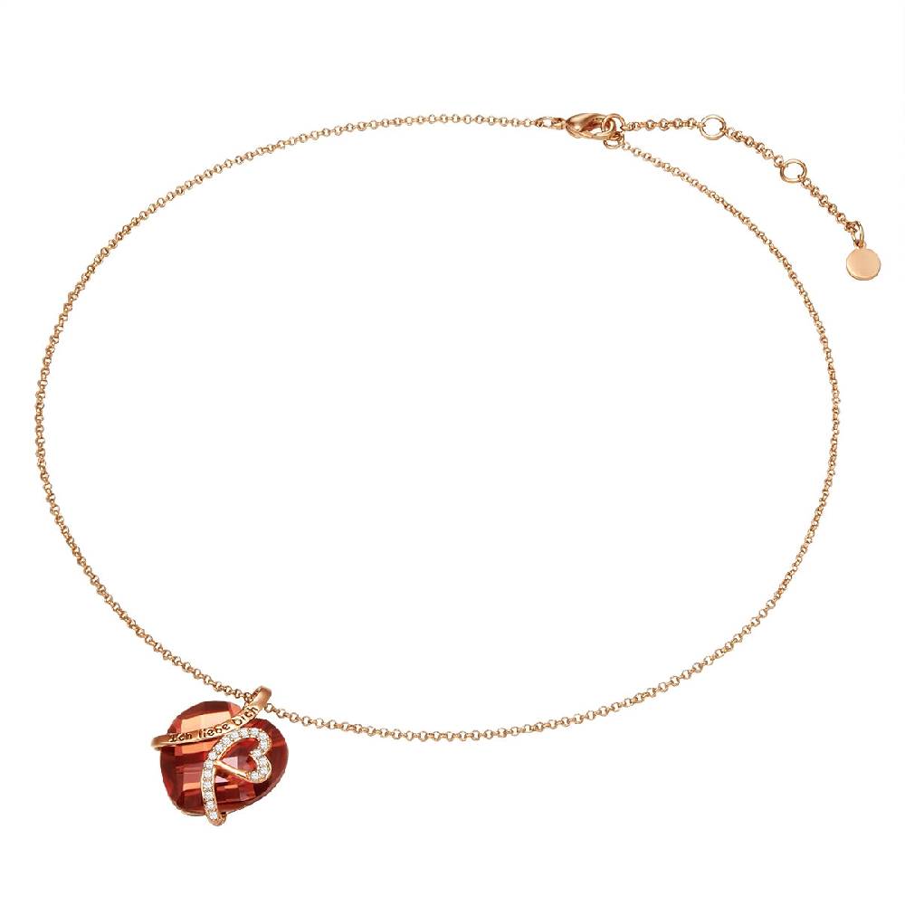 Rafaela Donata Kette mit Anhänger Zirkonia weiß Glas rot Osterangebot