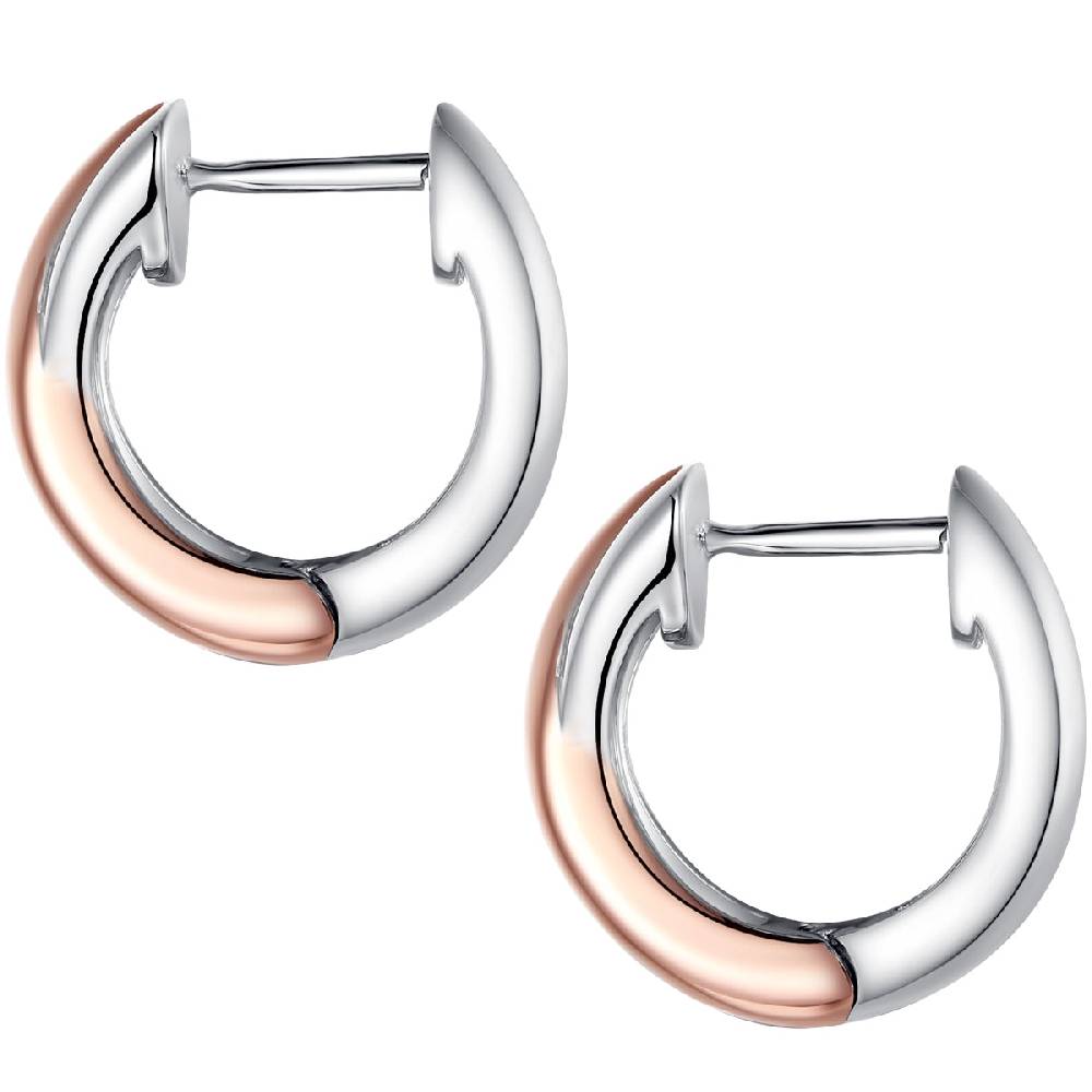 Rafaela Donata Klappcreolen Sterling Silber bi-Color Diamant weiß Blitzangebot
