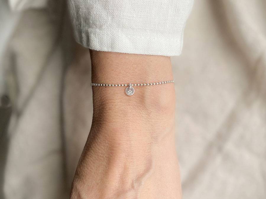 Renna Deluxe Armband mit STERN und Buchstaben-Anhänger Silber Tiefpreis