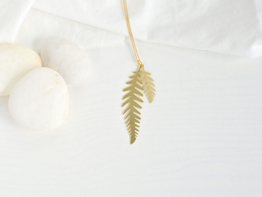 Renna Deluxe Lange goldene Kette mit Farn Outlet