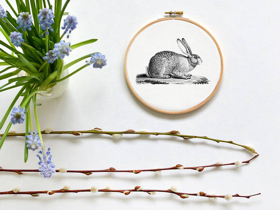 Renna Deluxe Hase _ Bild im Stickrahmen Verkauf
