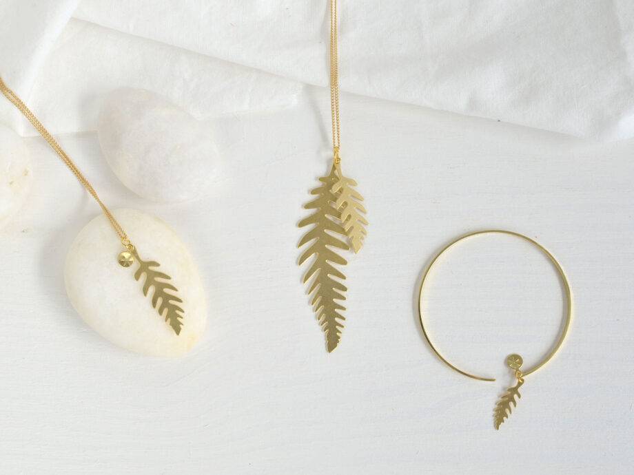 Renna Deluxe Farn Ohrringe in Gold Blitzverkäufe