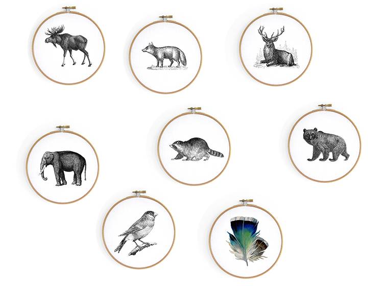 Renna Deluxe FUCHS Bild im Stickrahmen Kauf eins, bekomm eins gratis