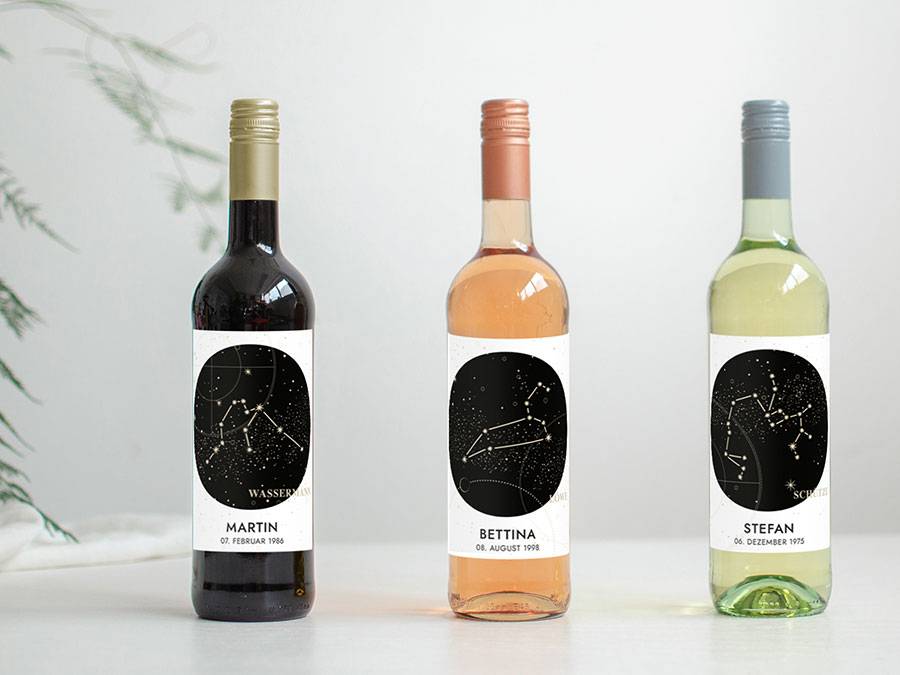 Renna Deluxe Sternzeichen Steinbock | Personalisiertes Weinlabel Discount Store für neue Produkte