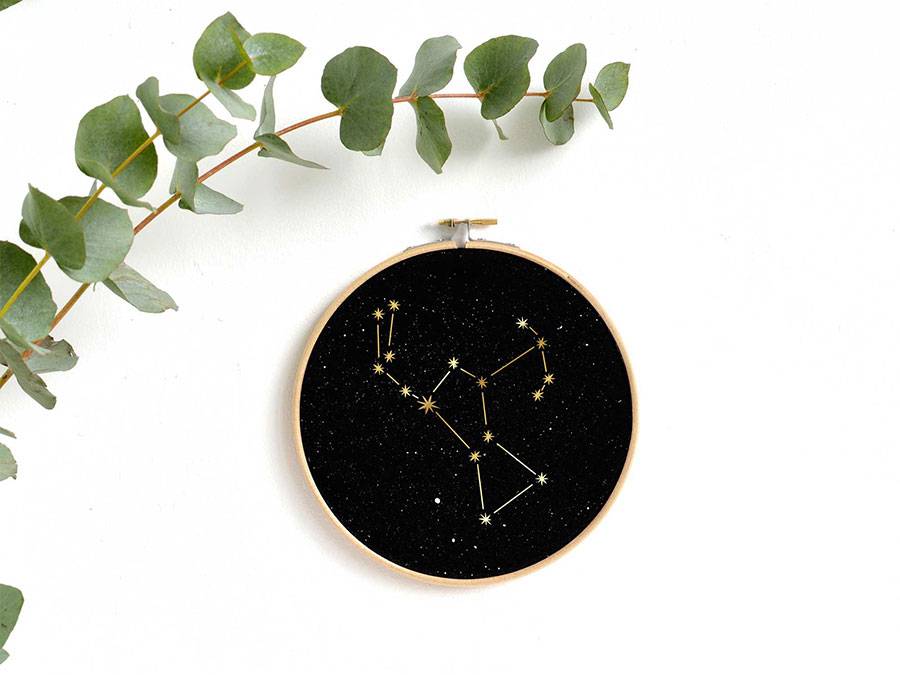 Renna Deluxe ORION Sternbild im Stickrahmen Exklusivangebot