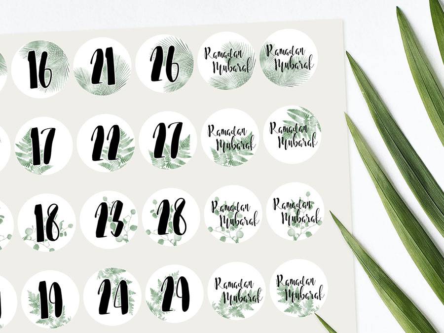 Renna Deluxe RAMADAN Kalender Zahlensticker mit schwarzen Tüten Top Angebot