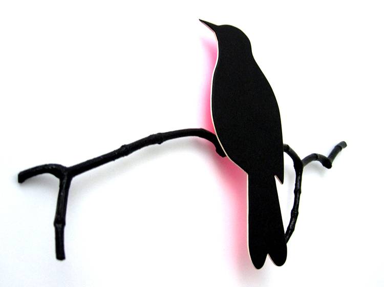 Renna Deluxe Drossel in Schwarz mit Glow in NeonPINK _ Wandobjekt Bis zu 65% Rabatt