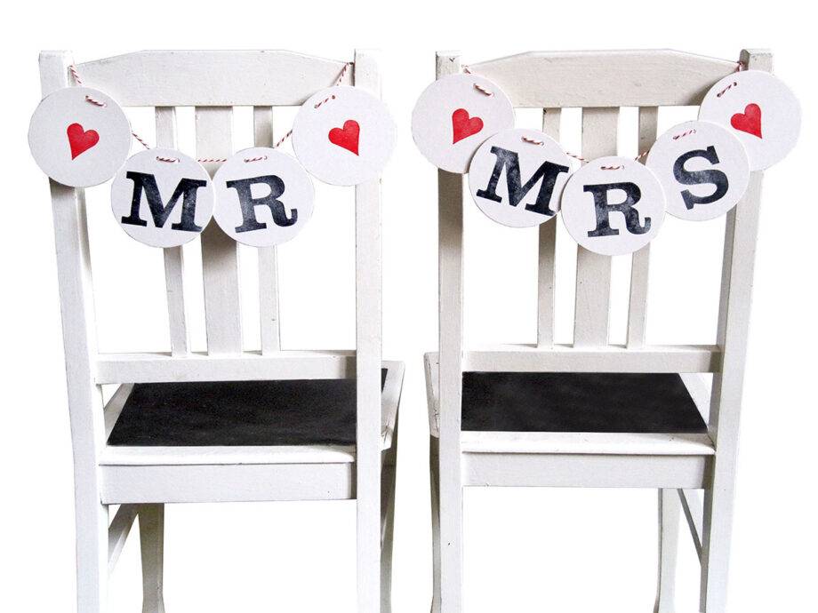 Renna Deluxe MR & MRS Stuhldeko Girlanden zur Hochzeit Clearance-Verkauf