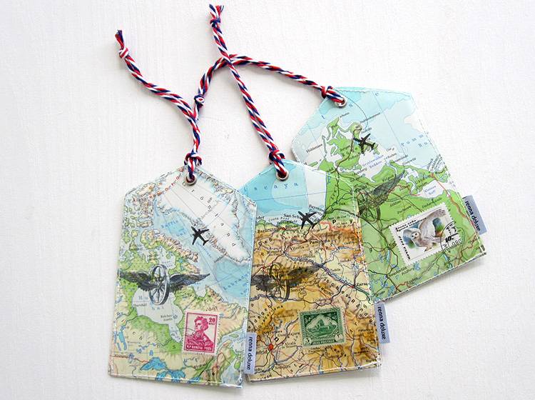Renna Deluxe Atlas Gepäckanhänger aus Landkarten Begrenztes Angebot