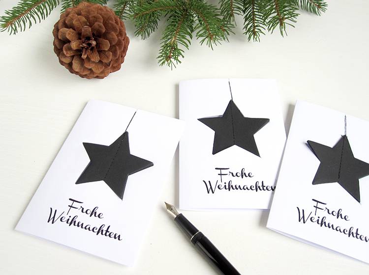 Renna Deluxe Frohe Weihnachten Karte mit Stern in schwarz Cyber Monday