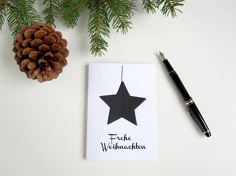 Renna Deluxe Frohe Weihnachten Karte mit Stern in schwarz Cyber Monday