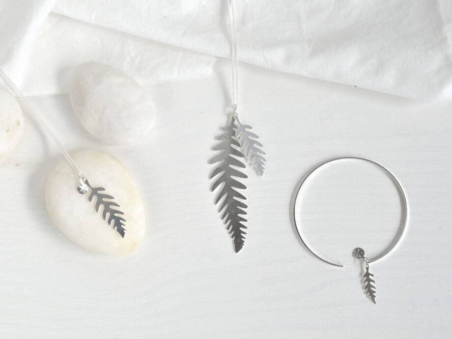 Renna Deluxe Kette mit Farn in Silber Jubiläumsangebot