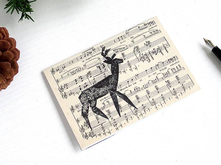 Renna Deluxe Klappkarte mit Hirsch auf Notenpapier Black Friday Preise
