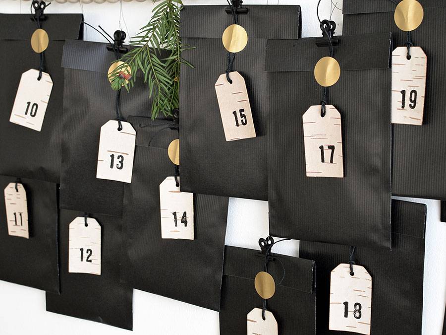 Renna Deluxe Adventskalender Zahlen Anhänger aus Birkenrinde Sonderangebot