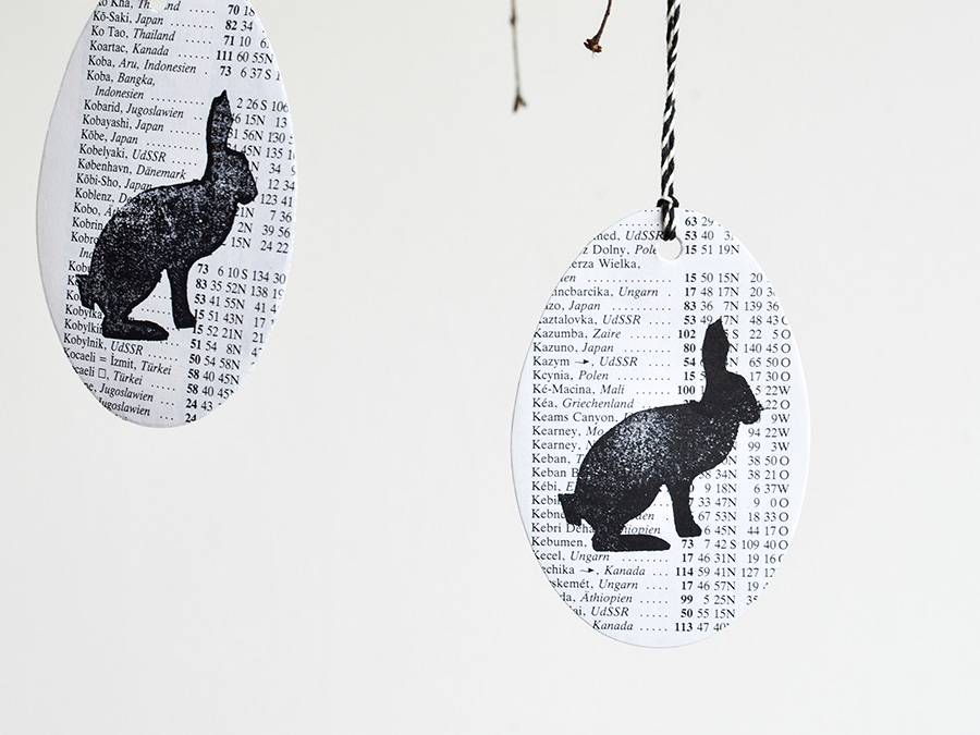 Renna Deluxe Ostereier zum Anhängen mit Hase gestempelt aus Papier Günstig kaufen