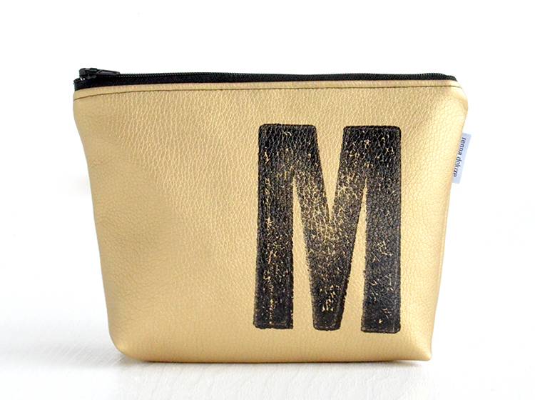 Renna Deluxe Kosmetiktasche Metallic GOLD personalisiert mit Monogramm Online Outlet