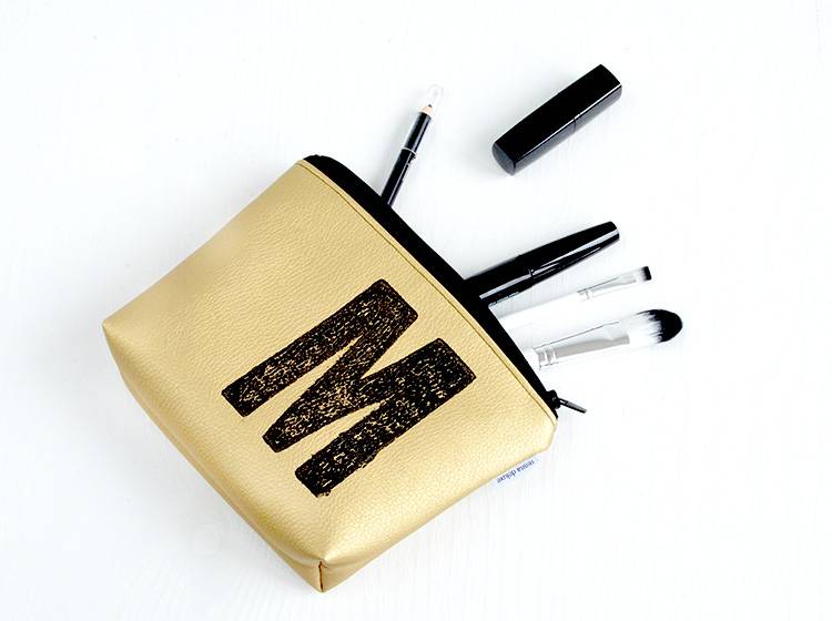 Renna Deluxe Kosmetiktasche Metallic GOLD personalisiert mit Monogramm Online Outlet