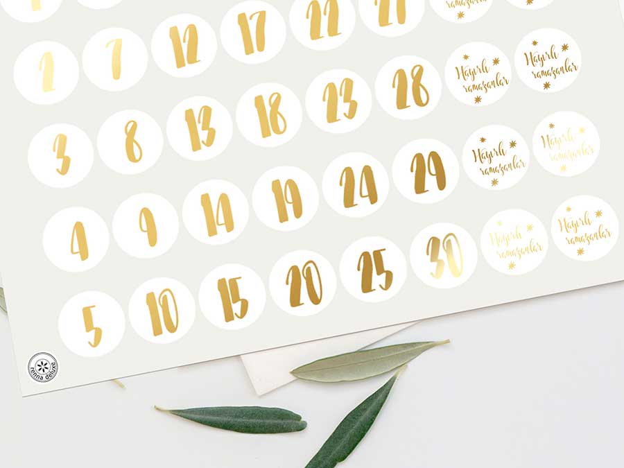 Renna Deluxe RAMADAN Kalender Zahlensticker in GOLD Wochenangebot