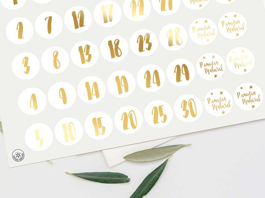 Renna Deluxe RAMADAN Kalender Zahlensticker in GOLD Wochenangebot