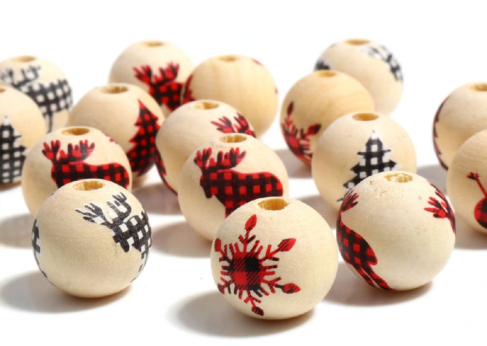 ﻿Sadingo Holzperlen Natur Motiv Weihnachten 16mm, 20 Stück, Wählbar Tägliche Deals