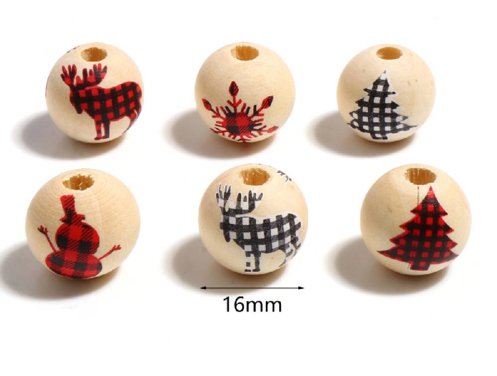 ﻿Sadingo Holzperlen Natur Motiv Weihnachten 16mm, 20 Stück, Wählbar Tägliche Deals