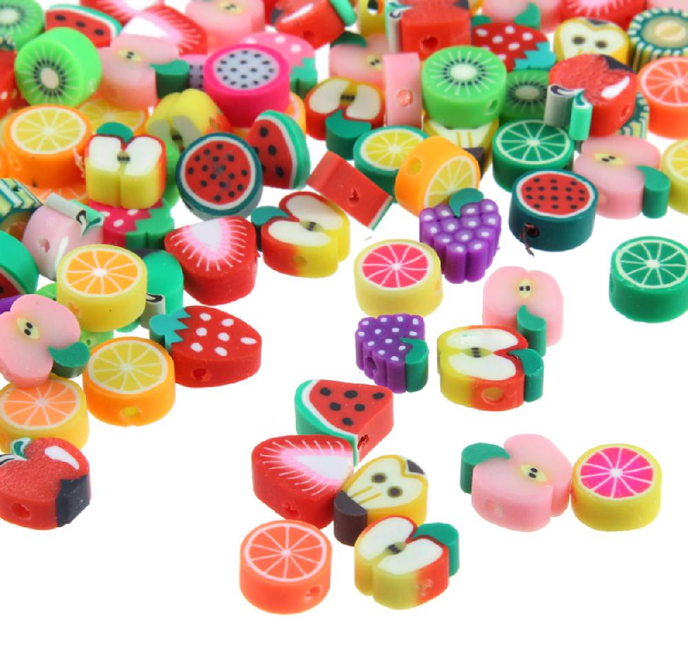 Sadingo Polymer Clay Perlen | 40 Stk., 10mm, Früchte VIP-Rabatte
