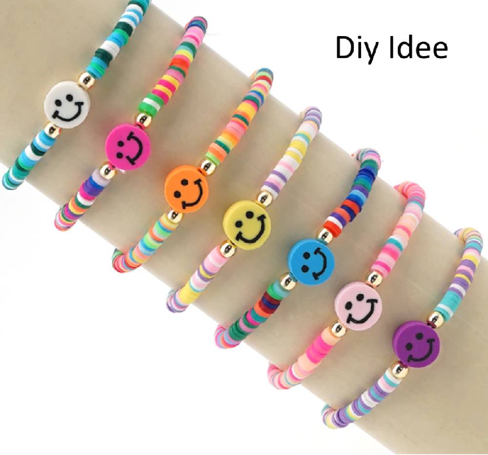Sadingo Polymer Clay Perlen | 40 Stk., 10mm, Smileys Kostenlose Rückgabe