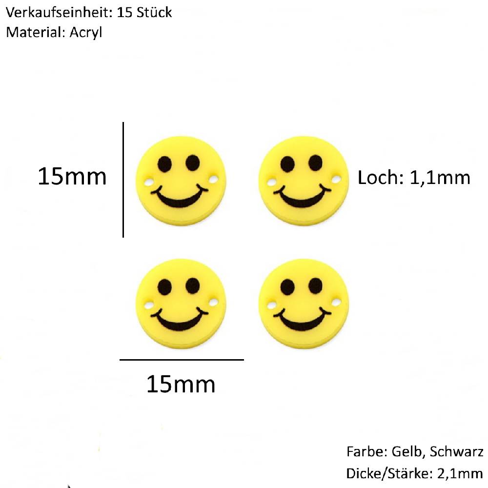 Sadingo Schmuckverbinder Smiley | 15 Stück, 15mm JETZT KAUFEN