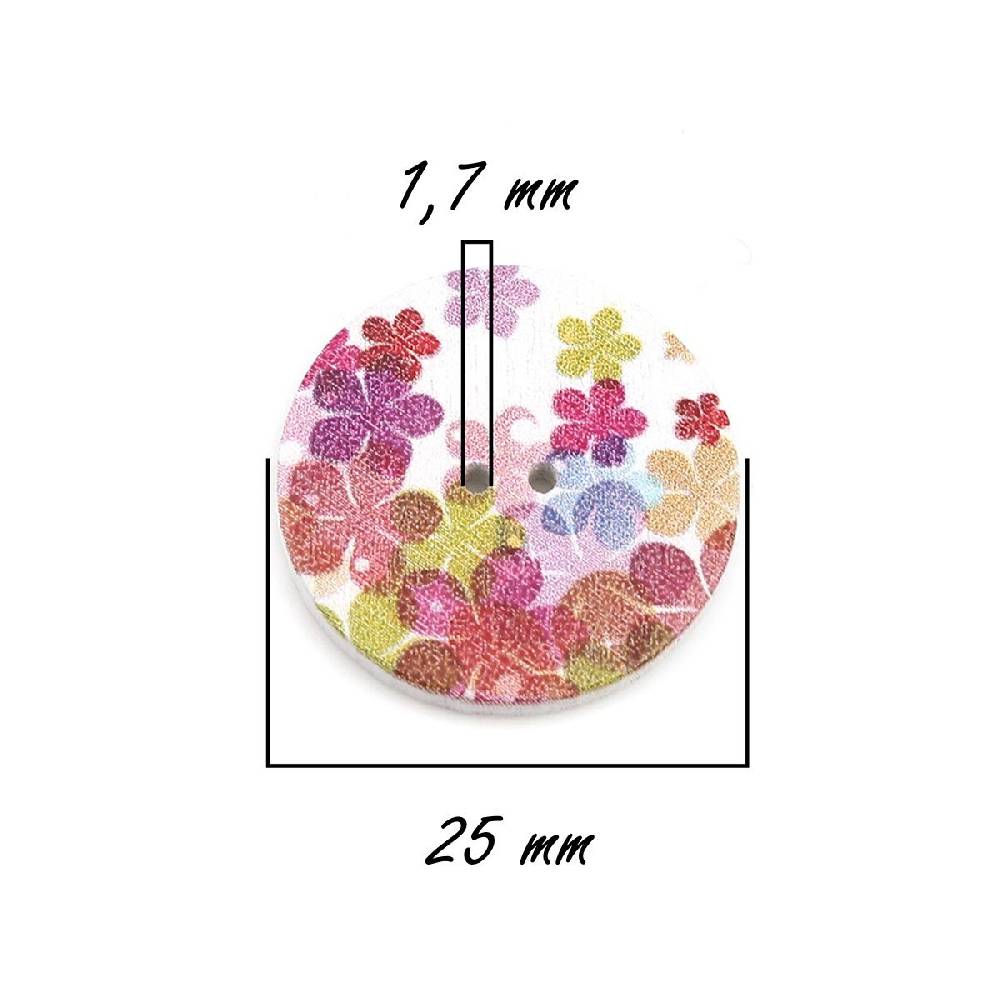 Sadingo Holzknöpfe Blumen Mix - 100 Stück - 25 mm online sichern Bis zu 55% Rabatt