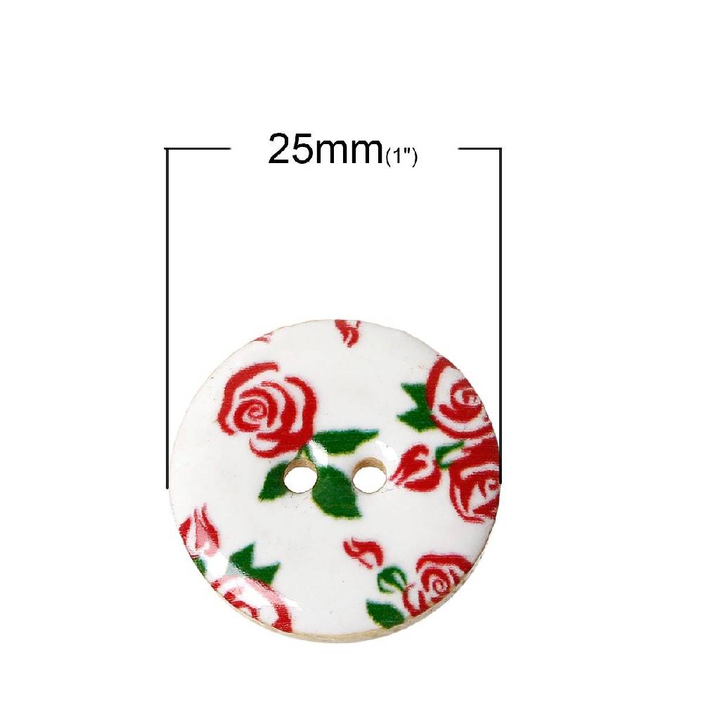 Sadingo Holzknöpfe - 20 Stk. - Ø 2,5 cm - Blumenmuster Kostenloser Versand international