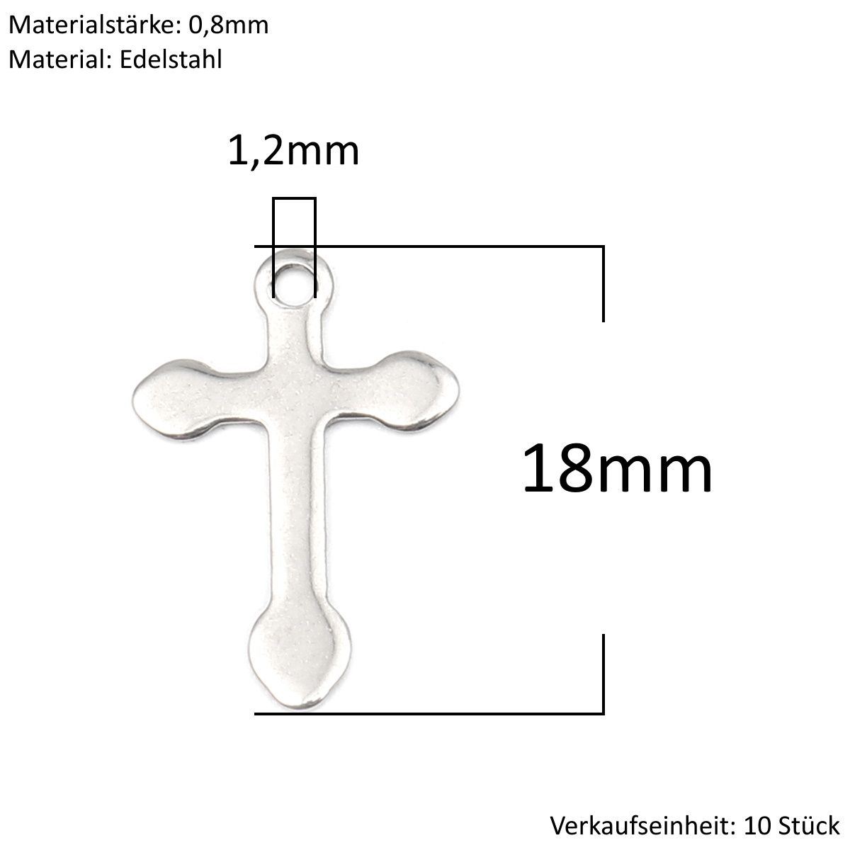 Sadingo Kreuz Anhänger Silber 10 Stück 12x18mm, Bastelbedarf Limitierter Zeitrabatt