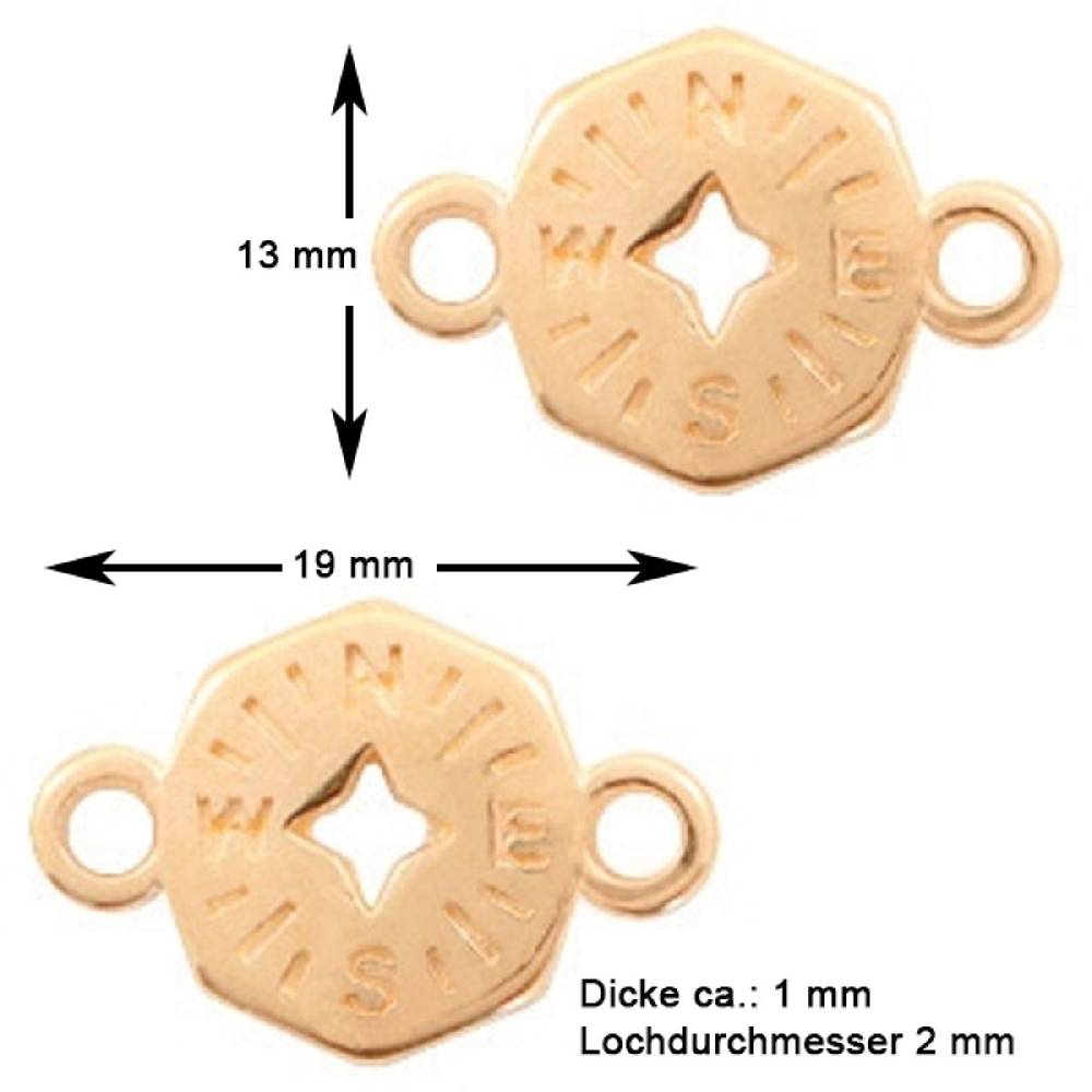 Sadingo Schmuckverbinder Kompass | 19x13mm Osterangebot