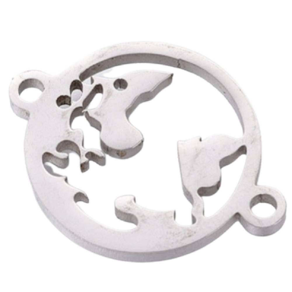 Sadingo Schmuckverbinder Weltkugel | 20 x 15 mm, 10 Stk., Edelstahl Muttertagsangebot