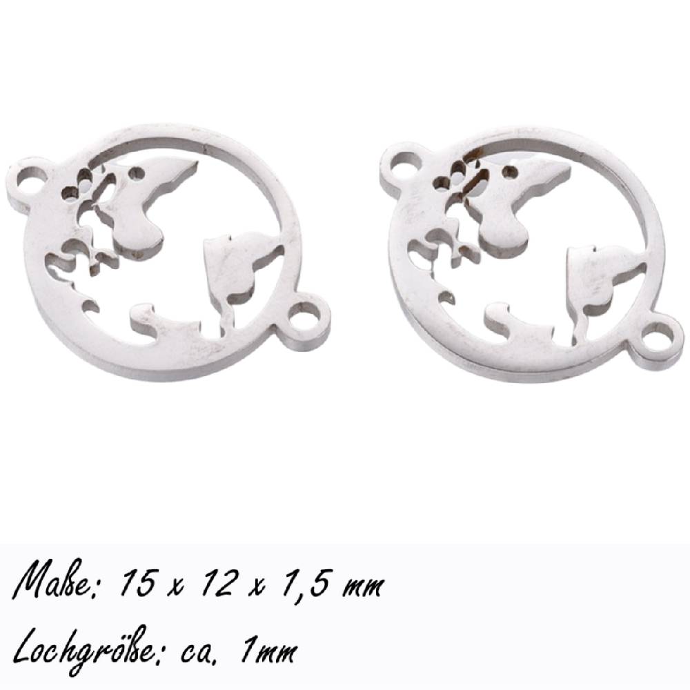 Sadingo Schmuckverbinder Weltkugel | 20 x 15 mm, 10 Stk., Edelstahl Muttertagsangebot