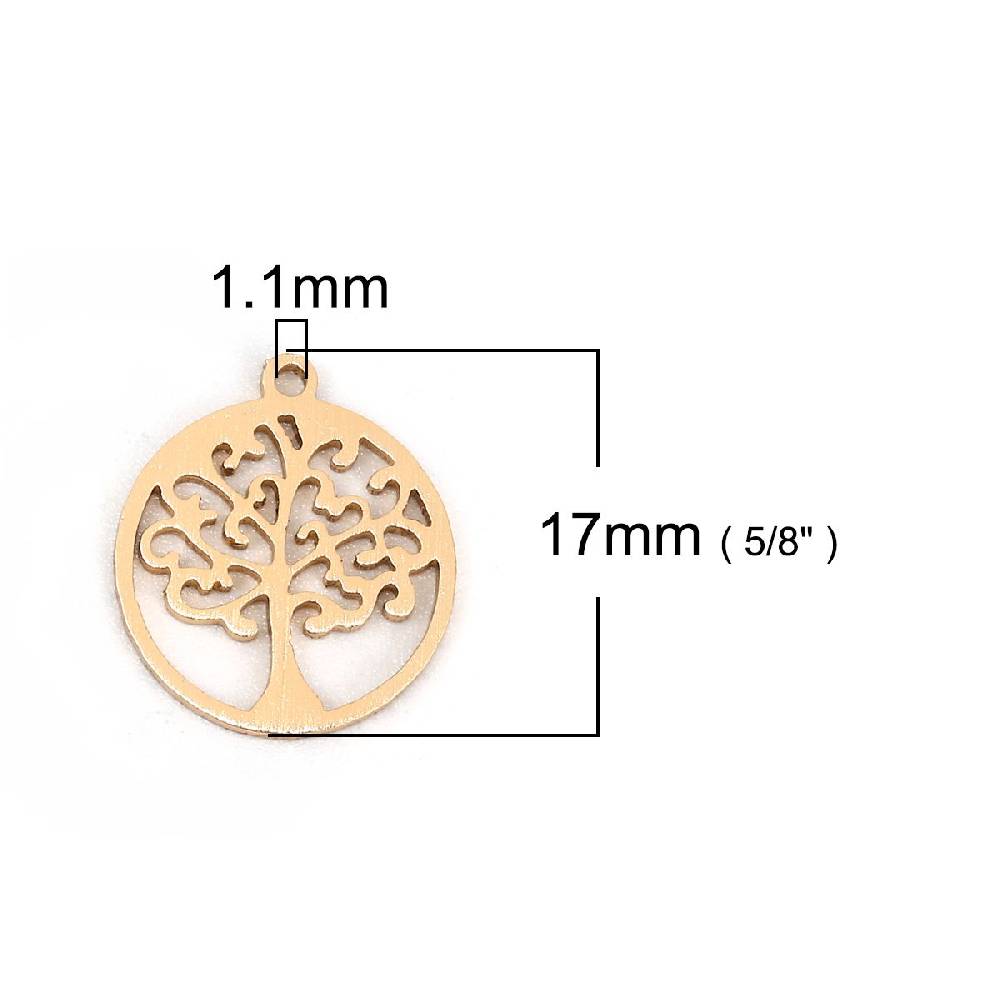 Sadingo 1 Metallanhänger Lebensbaum - 17 x 15 mm - Gold Super Rabatt