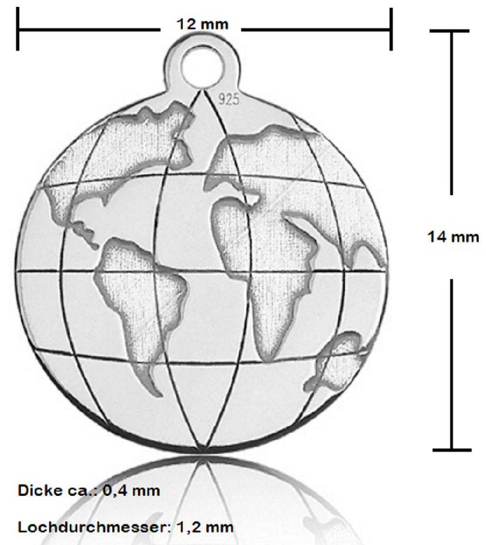 Sadingo Sterling Silver 925er Anhänger Globus Charm Globe Riesige Rabatte