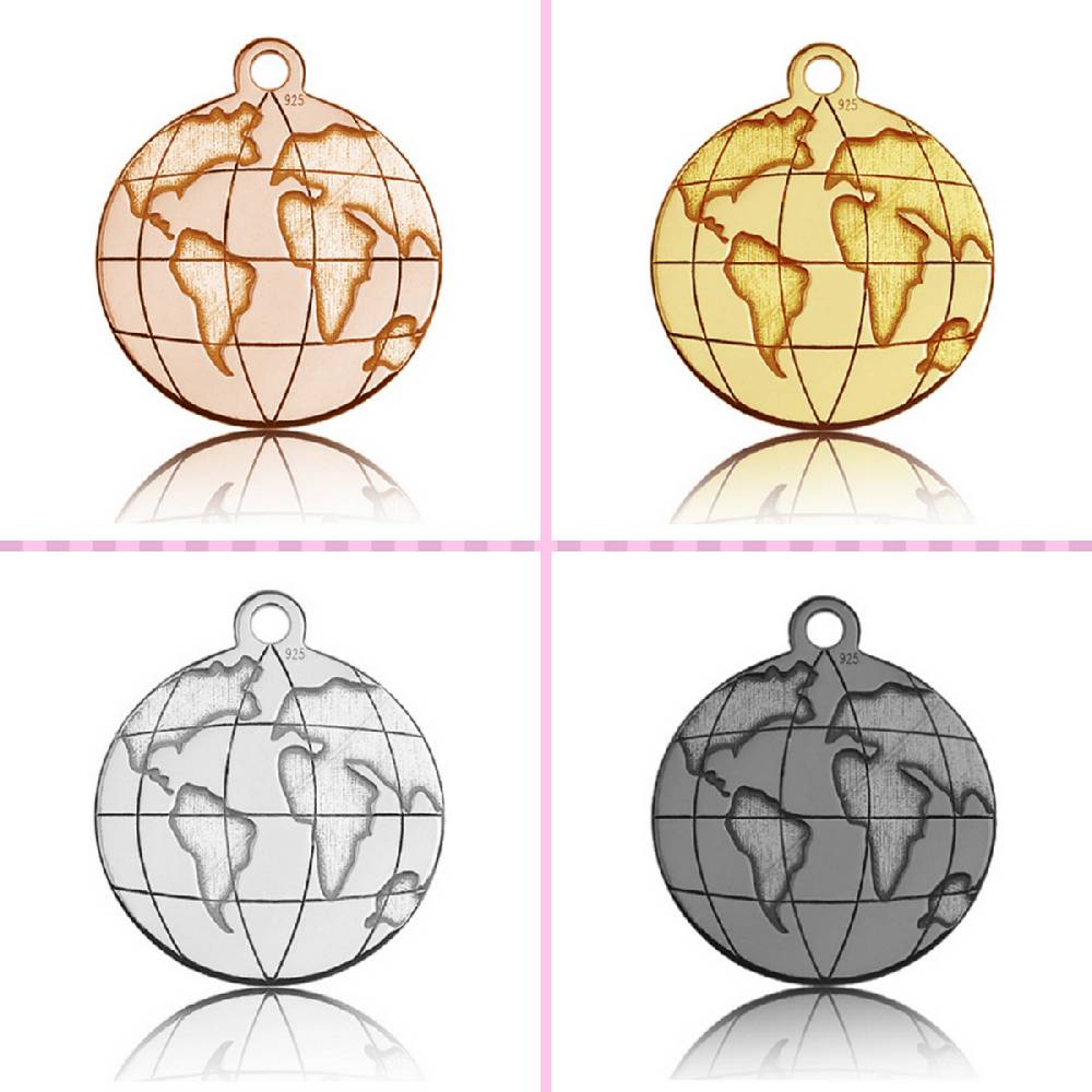 Sadingo Sterling Silver 925er Anhänger Globus Charm Globe Riesige Rabatte