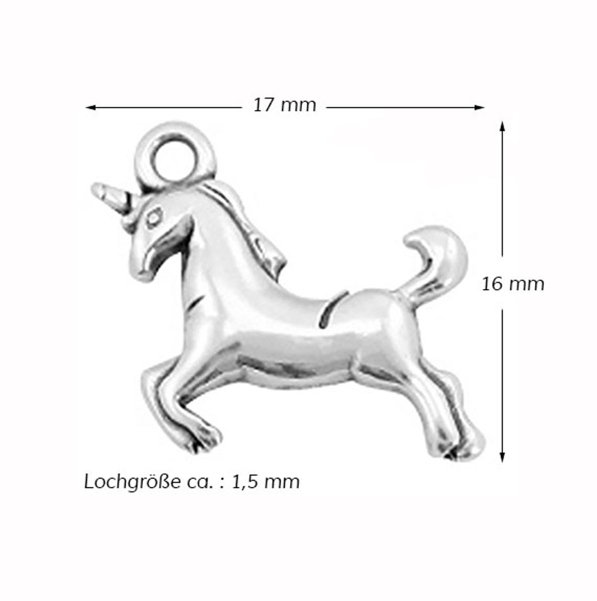 Sadingo Anhänger Einhorn aus Metall, 17 x 16 mm 1 Stück Meist gekauft