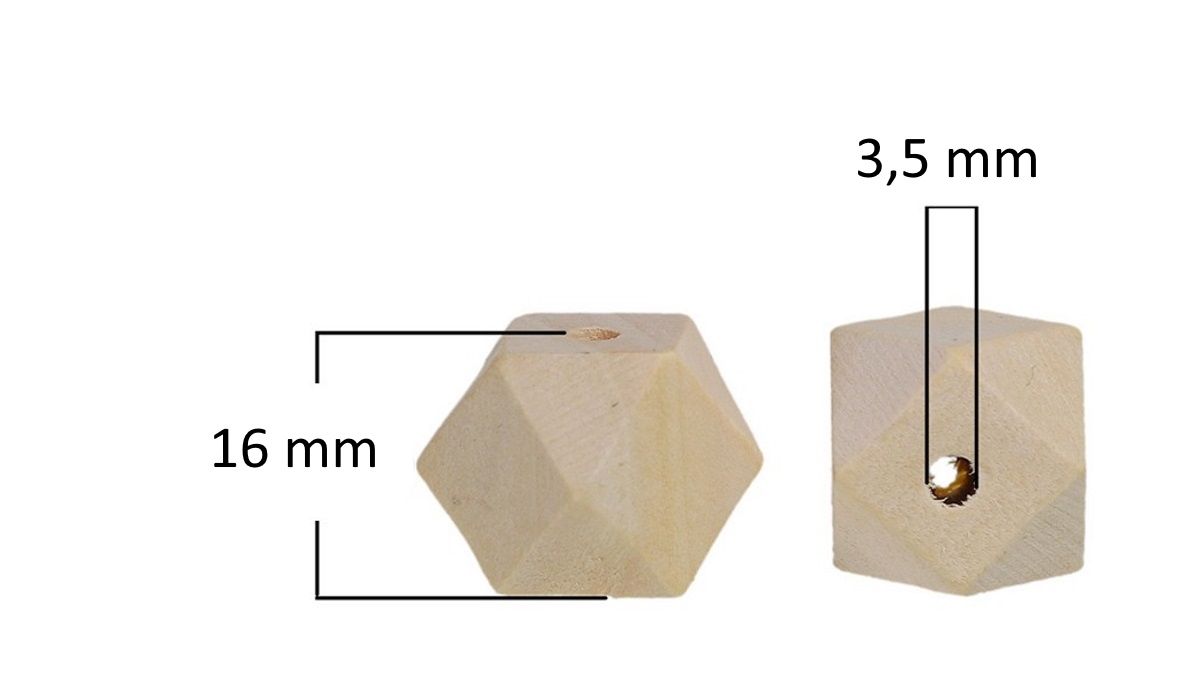 Sadingo Holzperlen eckig natur, Geometrische Bastelperlen, 20 Stück Kostenloser Versand