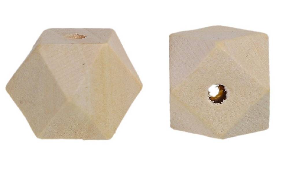 Sadingo Holzperlen eckig natur, Geometrische Bastelperlen, 20 Stück Kostenloser Versand