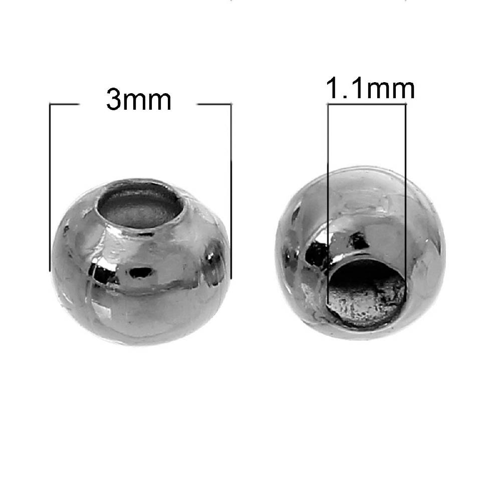 Sadingo Metallperlen - 100 Stk. - Ø 3 mm - Silberfarben Fabrik Onlineshop
