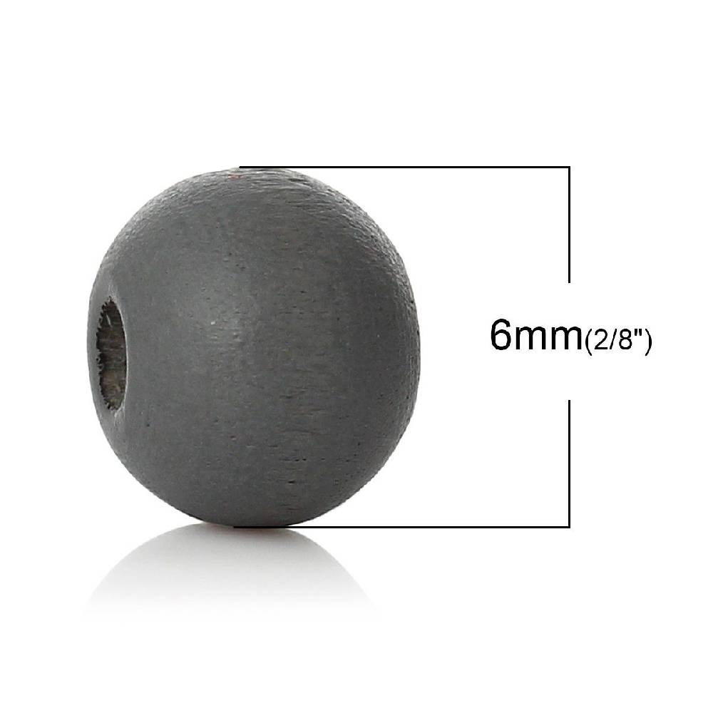 Sadingo Holzperlen Dunkelgrau - 50 Stück - 6 mm Fabrikpreis
