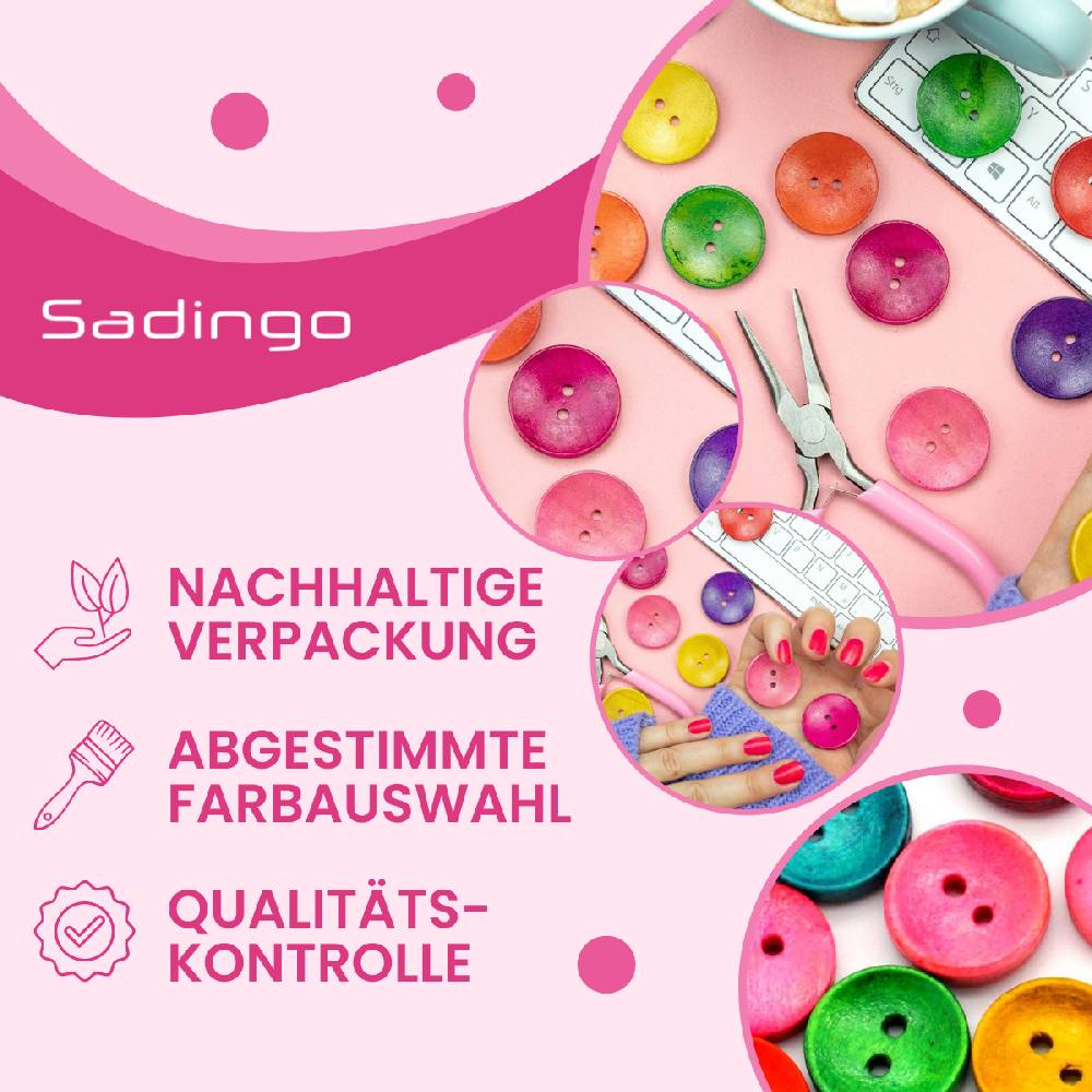 Sadingo Holzknöpfe zum aufnähen, 50 Stück-Ø 3 cm, bunter Mix Versandkostenfrei