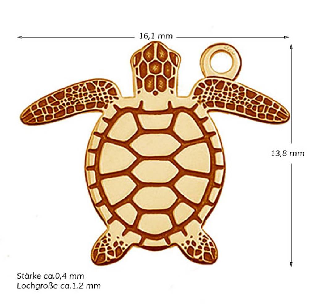 Sadingo Schmuckanhänger Schildkröte 13,8 x 16,1 mm Begrenztes Angebot