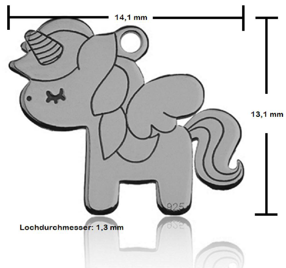 Sadingo Sterling Silver 925er Anhänger Einhorn Charm Unicorn Preisnachlass