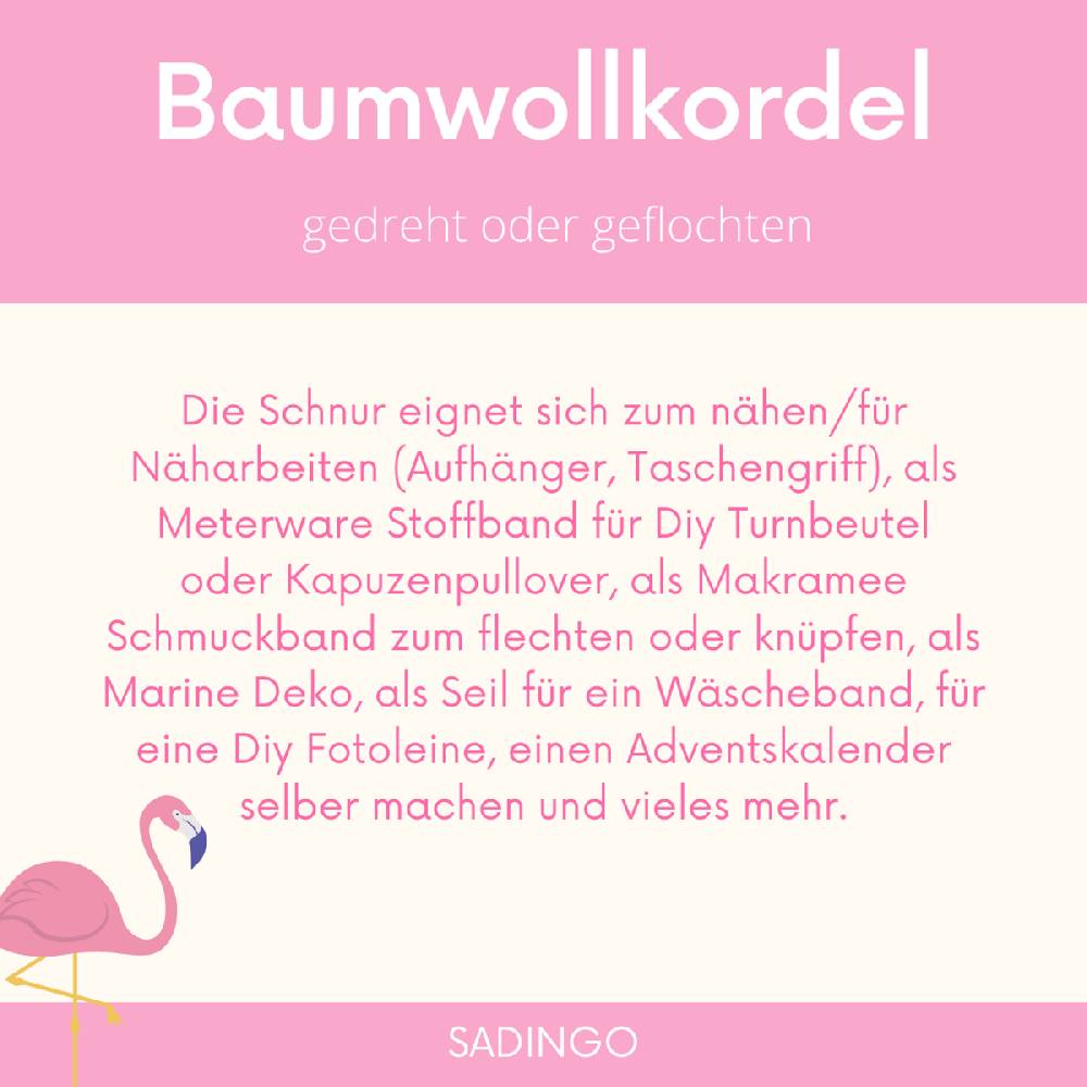 Sadingo Baumwollkordel 8mm gedreht - 10 Meter 8mm - Off White Online Outlet